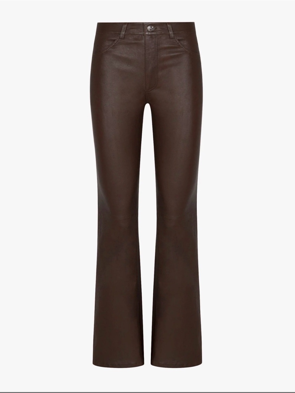 SPRWMN 5 Pocket Micro Flare Leather Pants – Milk Chocolate – XS – NWT